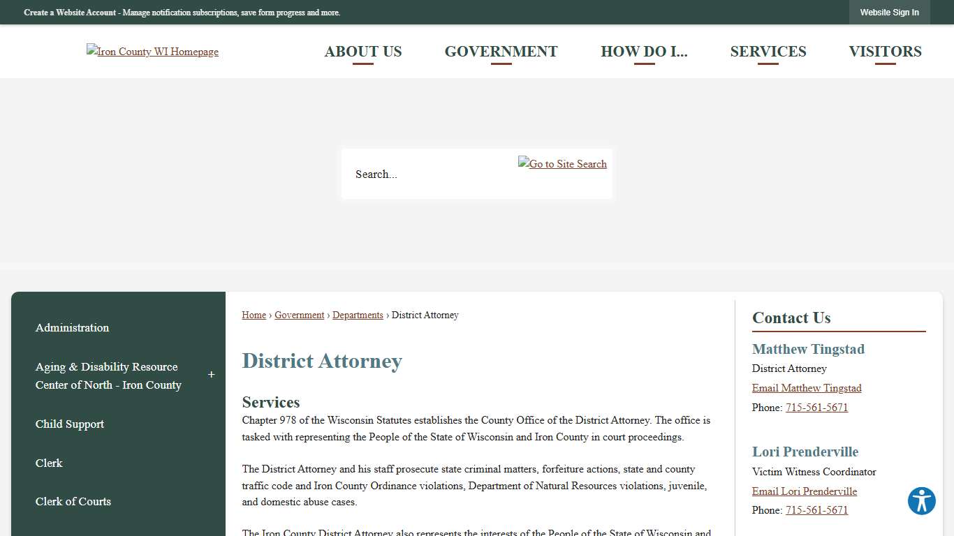 District Attorney | Iron County, WI