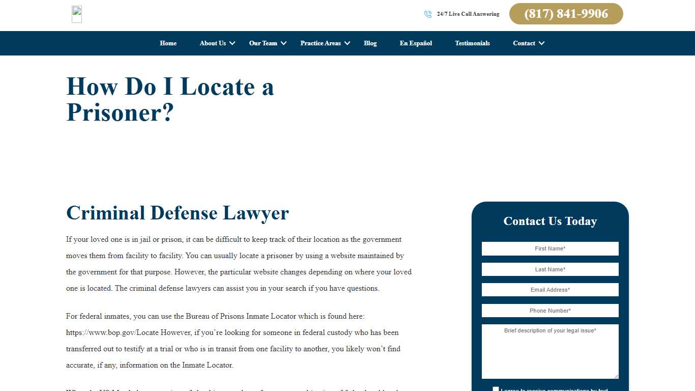How Do I Locate a Prisoner? | Brandy Austin Law Firm, PLLC
