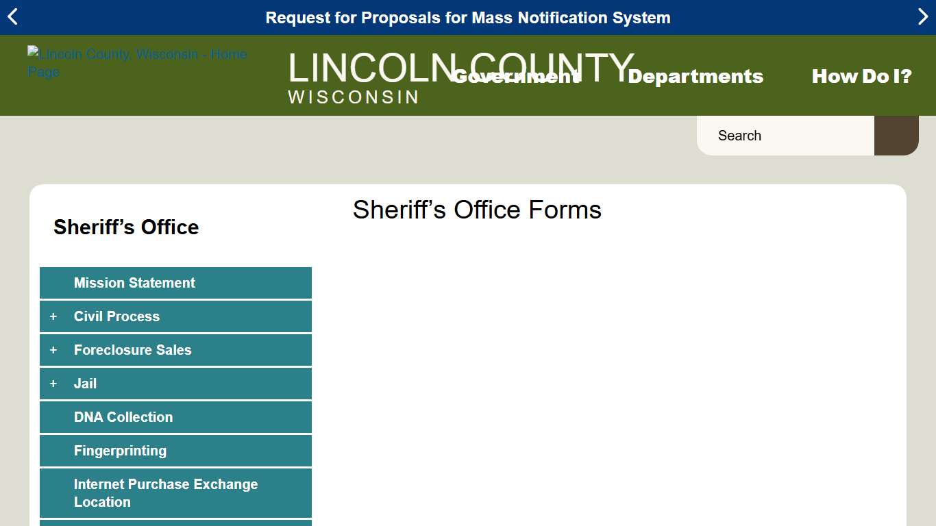 Sheriff’s Office Forms | Lincoln County, WI